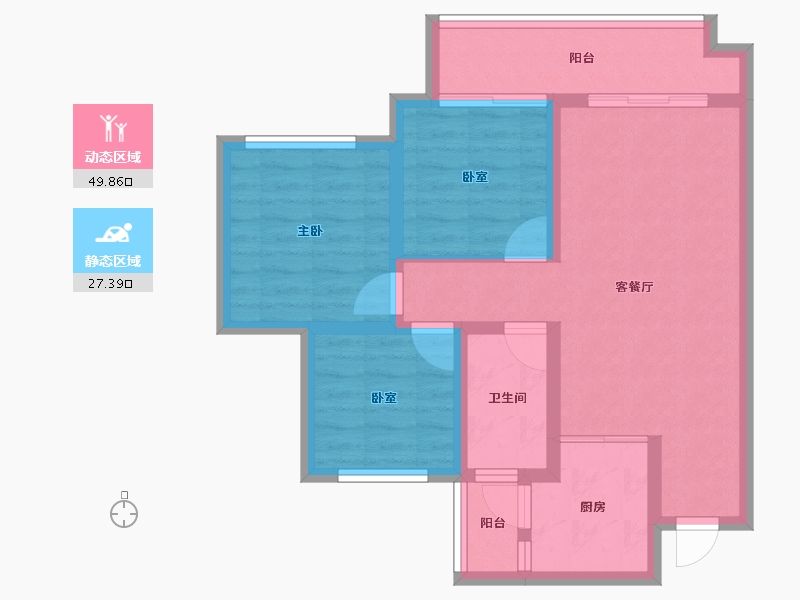 四川省-雅安市-正黄金域华府-68.00-户型库-动静分区