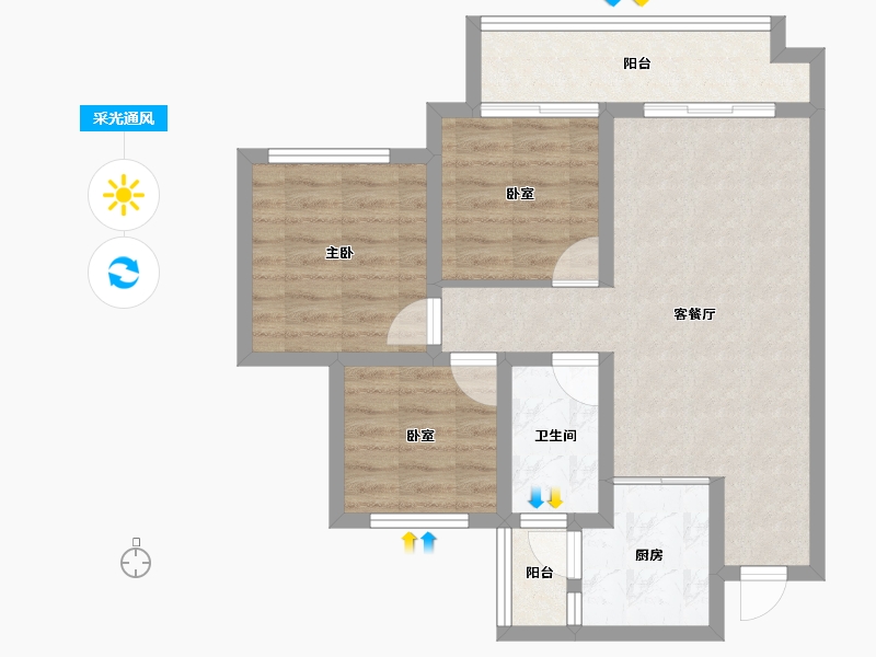 四川省-雅安市-正黄金域华府-68.00-户型库-采光通风