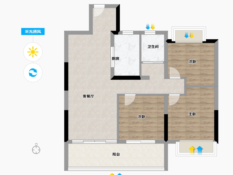 安徽省-宿州市-碧桂园·政务壹号-80.00-户型库-采光通风