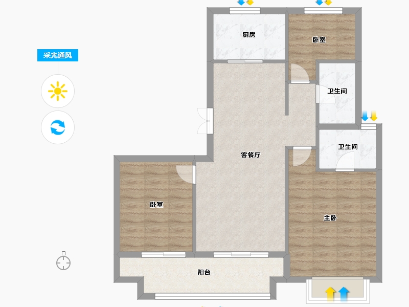 福建省-南平市-世茂阳光城·璀璨滨江-84.00-户型库-采光通风