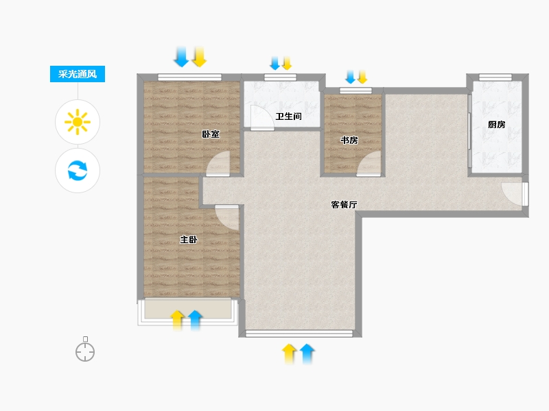 青海省-海东市-丽水湾馨城-99.45-户型库-采光通风