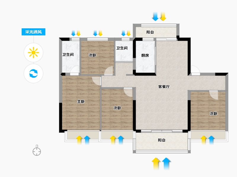 陕西省-延安市-延安碧桂园洛川公馆-112.07-户型库-采光通风