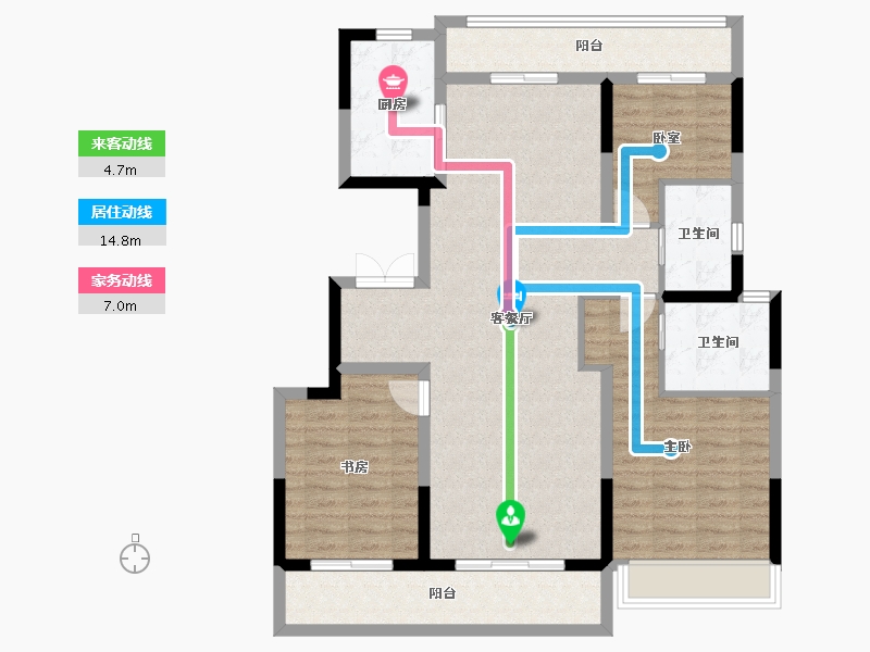 河南省-郑州市-招商美景·雍瑞园-106.96-户型库-动静线