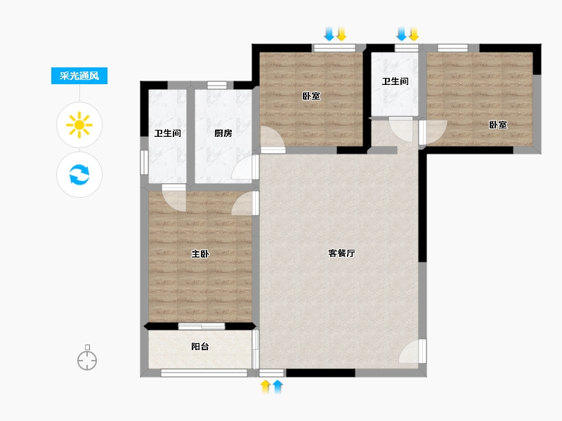 河南省-周口市-周师家属楼-129.28-户型库-采光通风