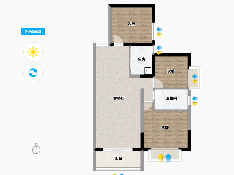 云南省-红河哈尼族彝族自治州-红运锦绣-74.31-户型库-采光通风