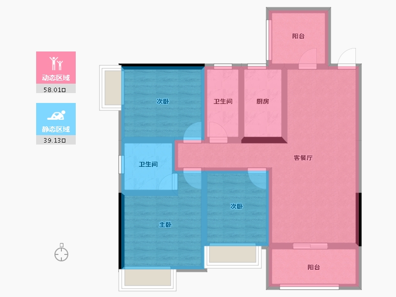 广东省-阳江市-宏强时代四期珺悦-84.54-户型库-动静分区