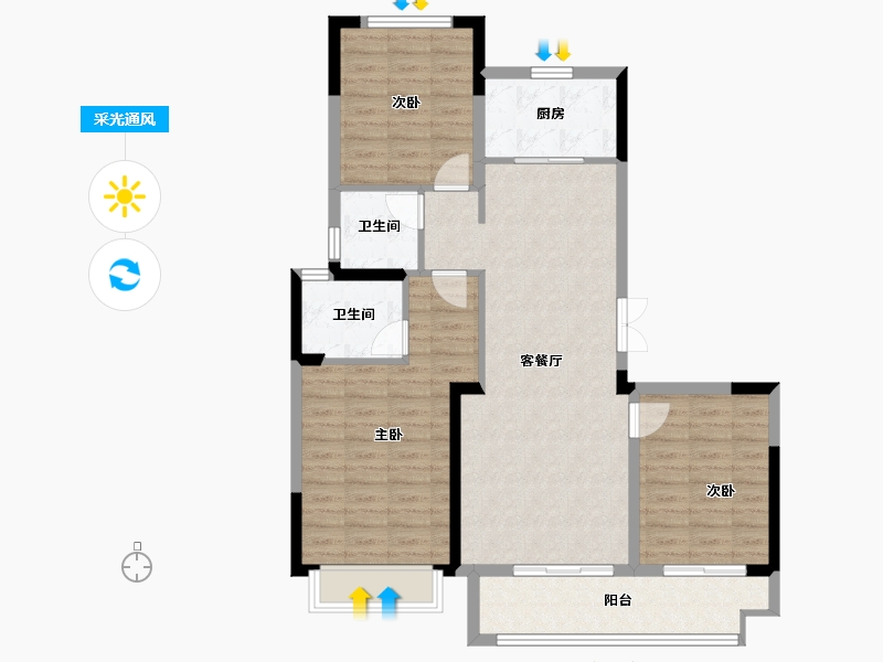 安徽省-蚌埠市-润志蘇州府-96.86-户型库-采光通风