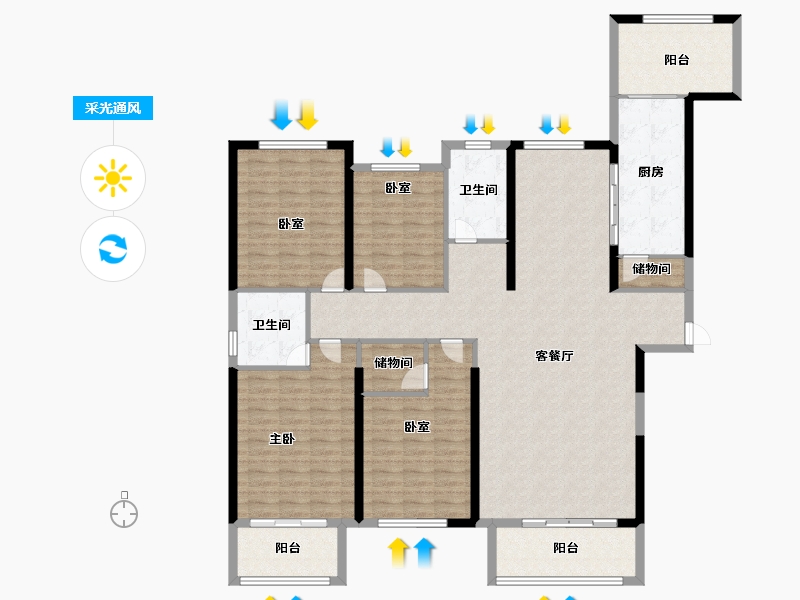 湖北省-武汉市-同馨花园雍豪府-164.82-户型库-采光通风