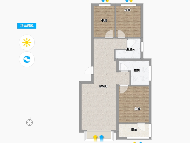 河北省-承德市-瓏璟苑-68.93-户型库-采光通风