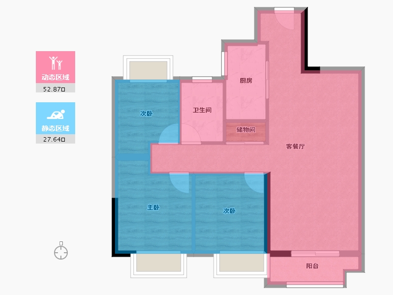 湖北省-黄冈市-南德上林公馆-72.29-户型库-动静分区