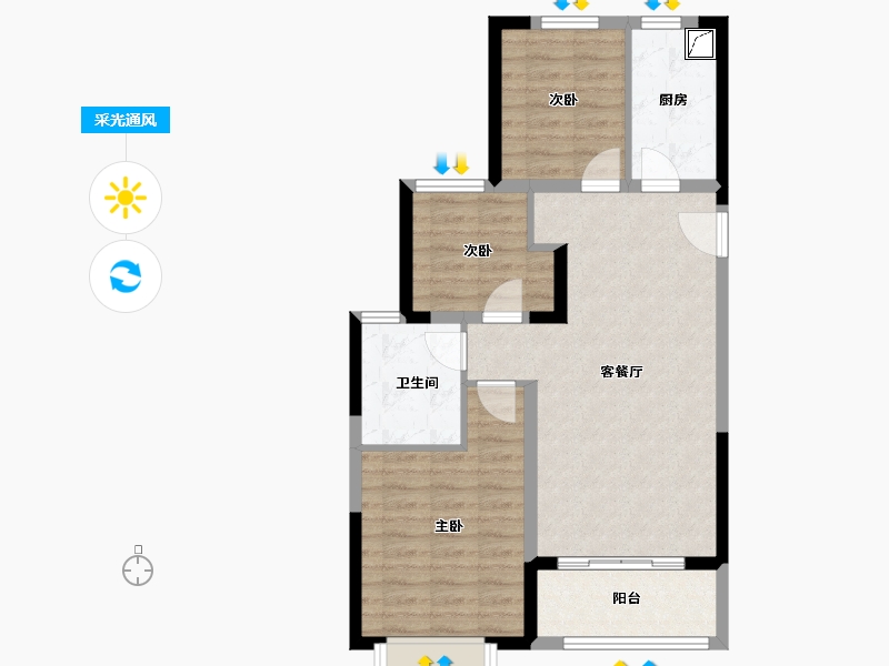 浙江省-绍兴市-嵊州恒大越府-72.00-户型库-采光通风