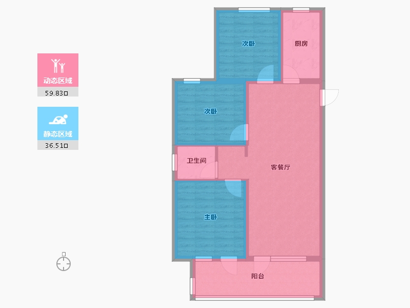 河北省-廊坊市-荣盛·阿尔卡迪亚·兰亭苑-86.40-户型库-动静分区