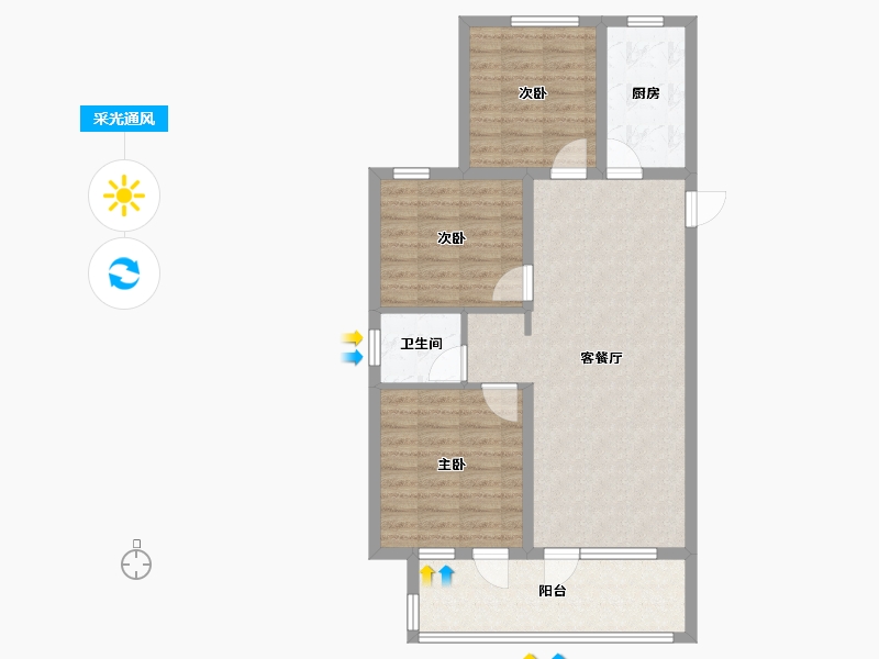 河北省-廊坊市-荣盛·阿尔卡迪亚·兰亭苑-86.40-户型库-采光通风