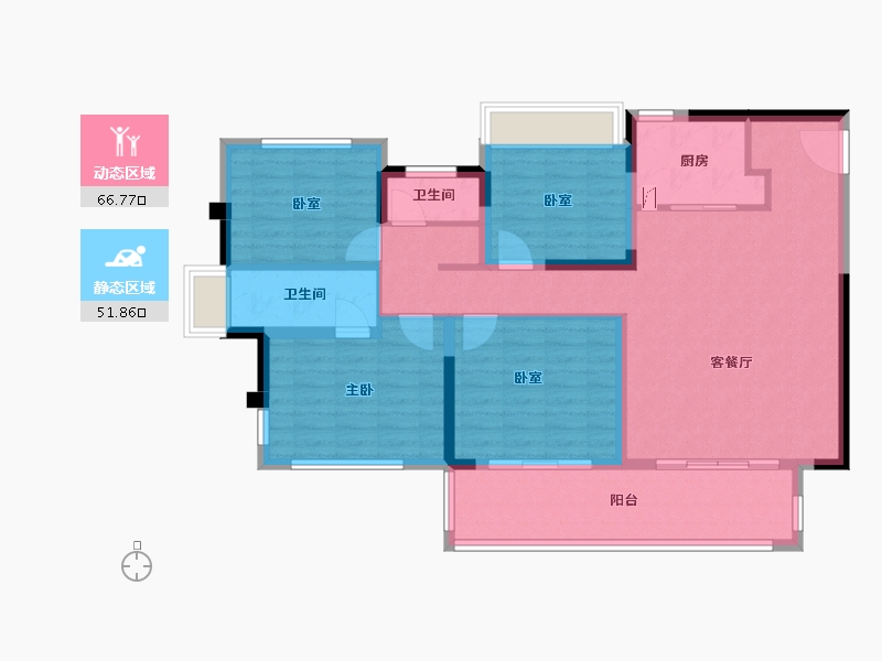 安徽省-六安市-文一·锦门桃溪里-106.40-户型库-动静分区