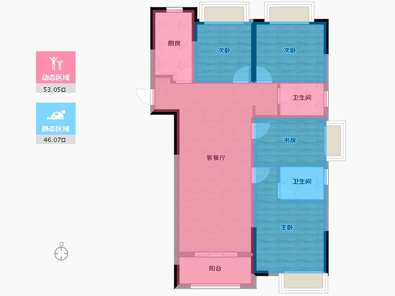 湖北省-黄冈市-南德上林公馆-88.53-户型库-动静分区