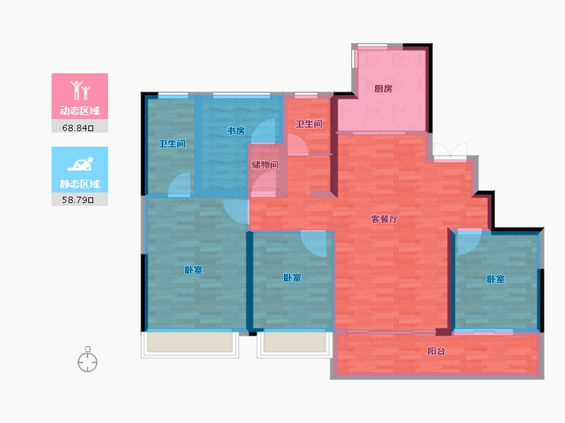 湖南省-长沙市-绿城招商·桂语雲峯-114.78-户型库-动静分区