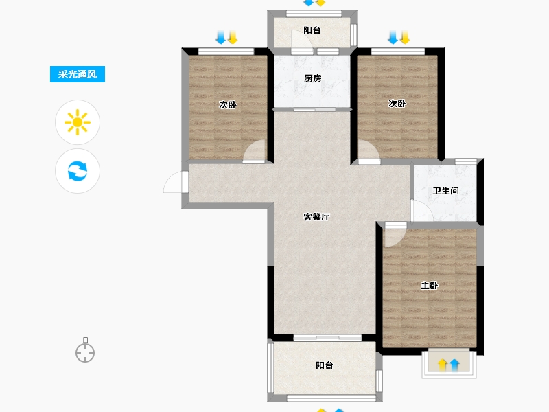 安徽省-宿州市-泗洲名城·观湖苑-94.00-户型库-采光通风