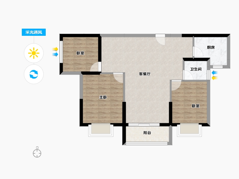 江苏省-徐州市-鸿基·泊枫花园-77.55-户型库-采光通风