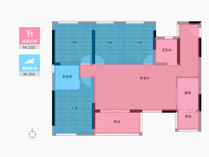 四川省-雅安市-金科集美书香府观澜-91.18-户型库-动静分区