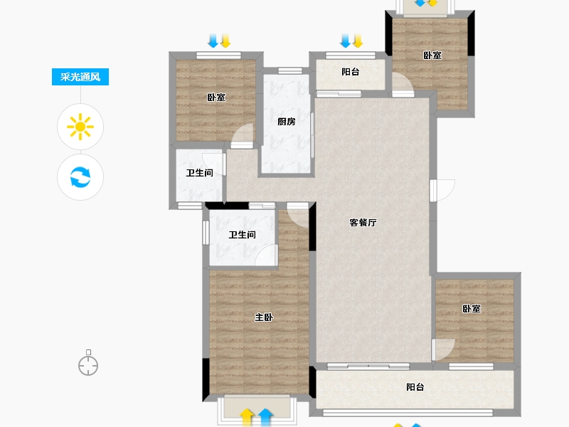 湖南省-长沙市-建发玖洲和玺-114.40-户型库-采光通风