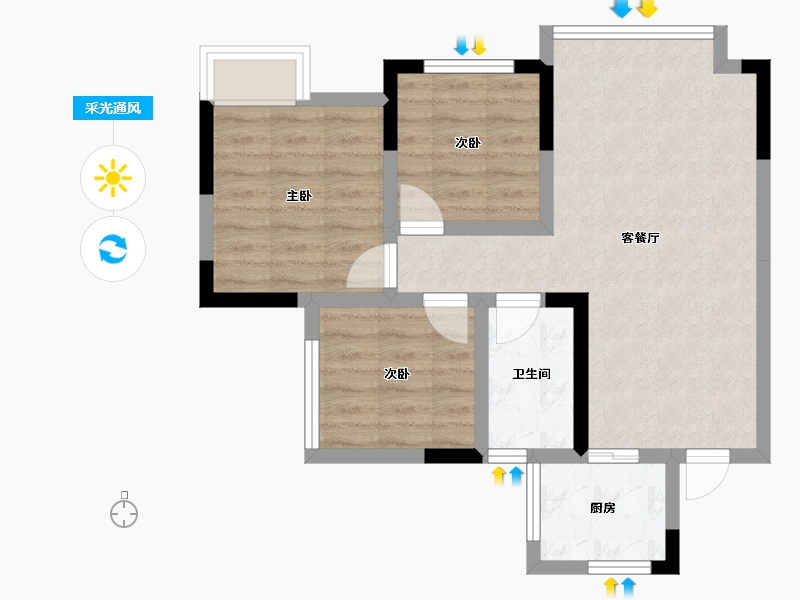 四川省-雅安市-康达山水城-61.09-户型库-采光通风