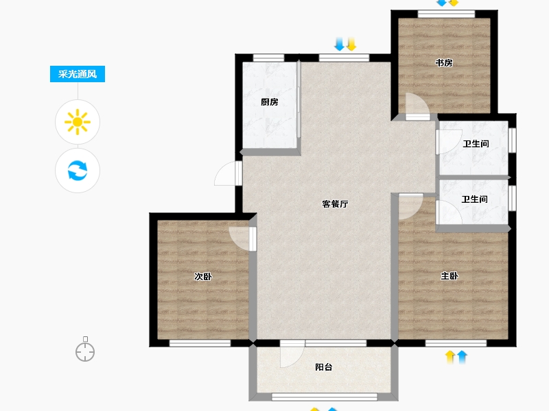 山东省-青岛市-温河世家-96.00-户型库-采光通风