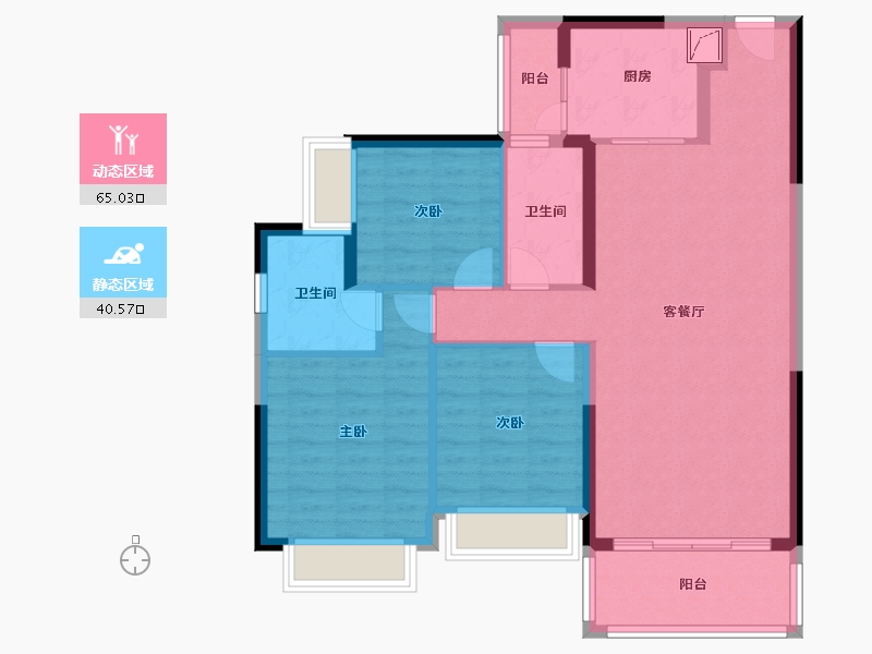 广东省-阳江市-恒隆御景山庄-94.66-户型库-动静分区