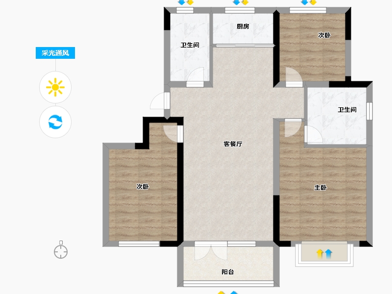 山东省-青岛市-胶州湾·空港新城-88.00-户型库-采光通风