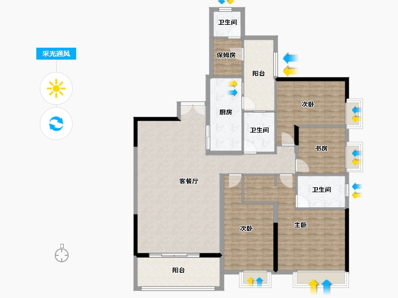 广东省-广州市-君御雅苑-149.07-户型库-采光通风