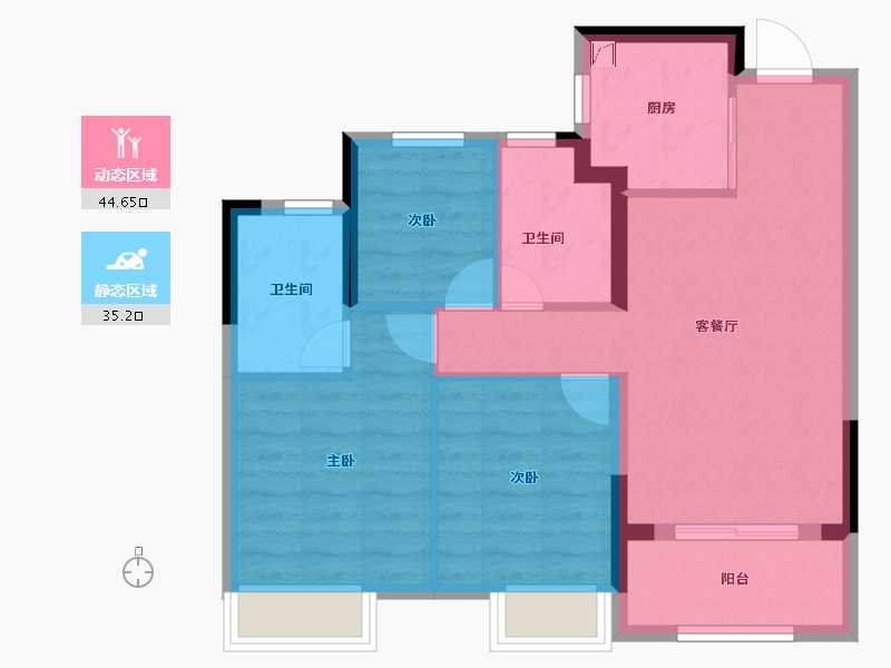 浙江省-杭州市-辰春澜城-71.17-户型库-动静分区