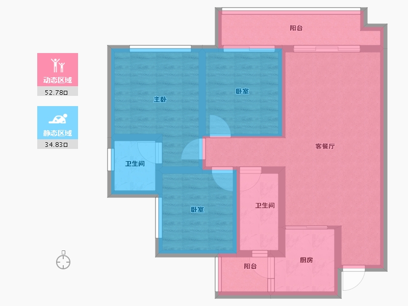 四川省-雅安市-正黄金域华府-76.99-户型库-动静分区