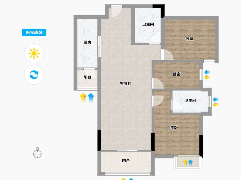 广东省-梅州市-狮城华府-81.24-户型库-采光通风