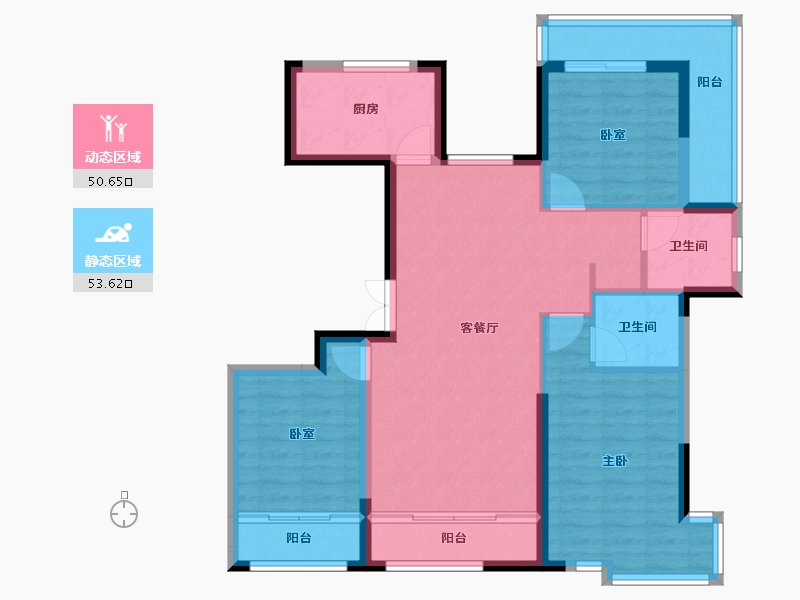 宁夏回族自治区-银川市-巨力·公园华府-92.98-户型库-动静分区