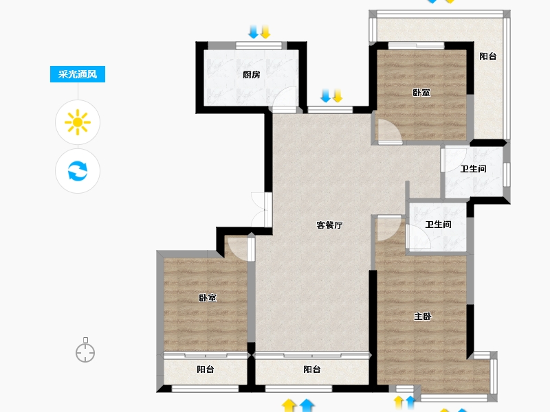 宁夏回族自治区-银川市-巨力·公园华府-92.98-户型库-采光通风