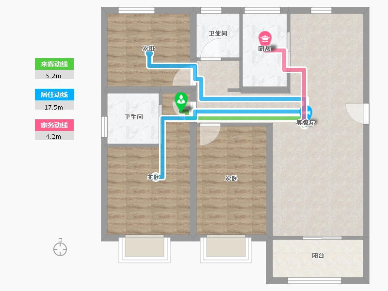 江苏省-苏州市-恒顺·锦润华庭-84.00-户型库-动静线