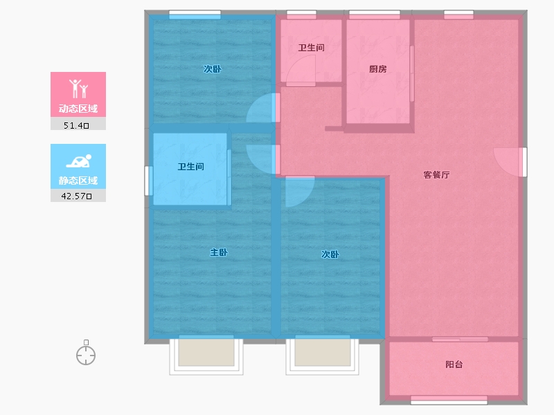 江苏省-苏州市-恒顺·锦润华庭-84.00-户型库-动静分区