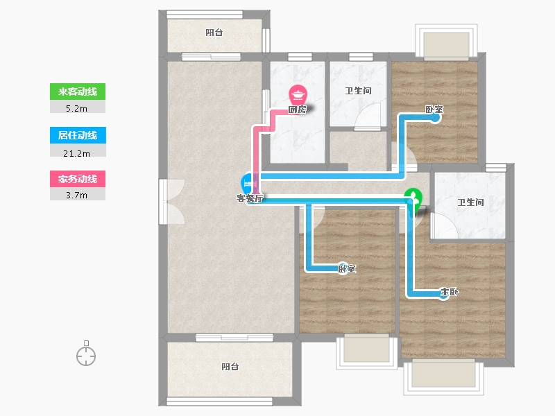 福建省-龙岩市-客都汇·金岸佳园-87.44-户型库-动静线