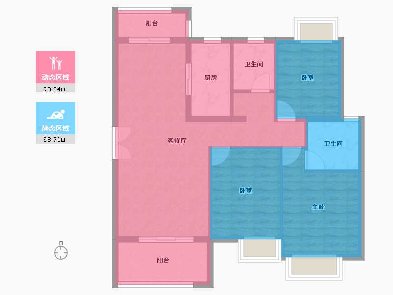 福建省-龙岩市-客都汇·金岸佳园-87.44-户型库-动静分区