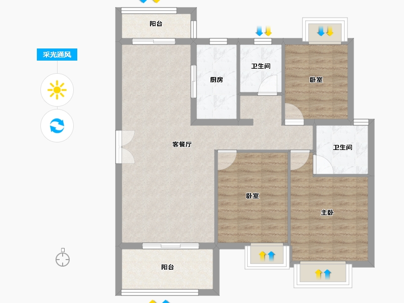 福建省-龙岩市-客都汇·金岸佳园-87.44-户型库-采光通风