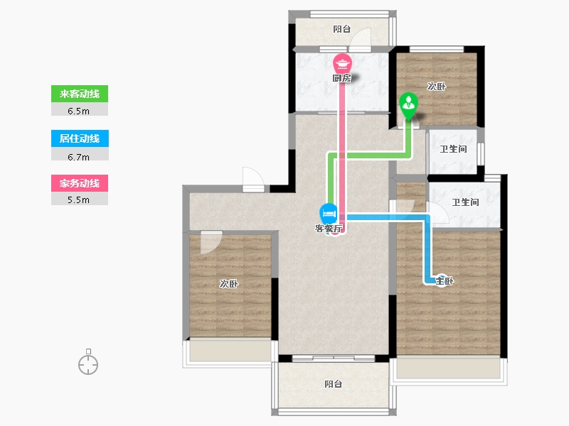 陕西省-延安市-延安碧桂园洛川公馆-100.02-户型库-动静线