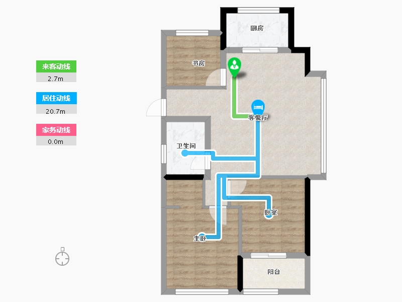 福建省-龙岩市-绿城蘭园-72.00-户型库-动静线