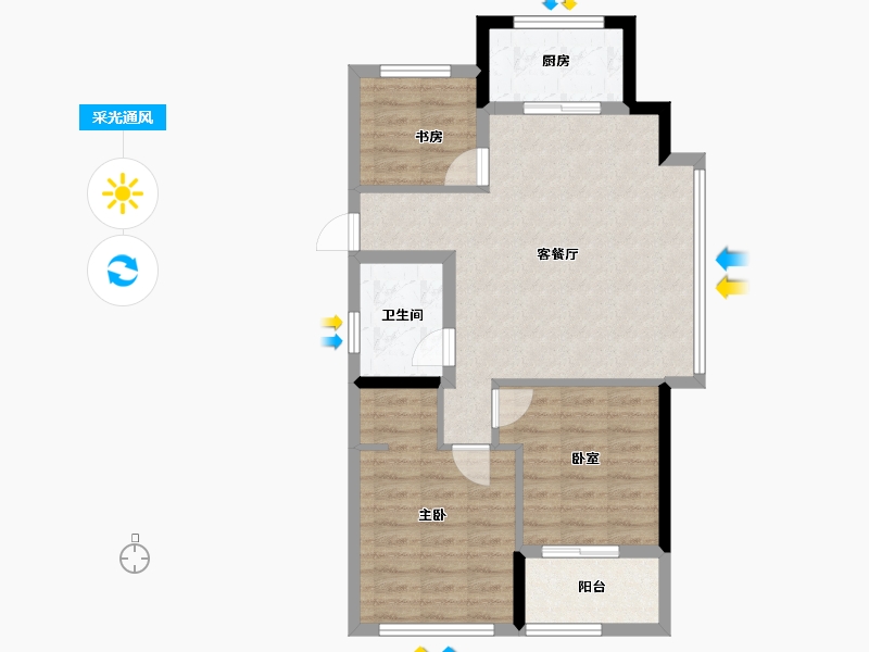 福建省-龙岩市-绿城蘭园-72.00-户型库-采光通风