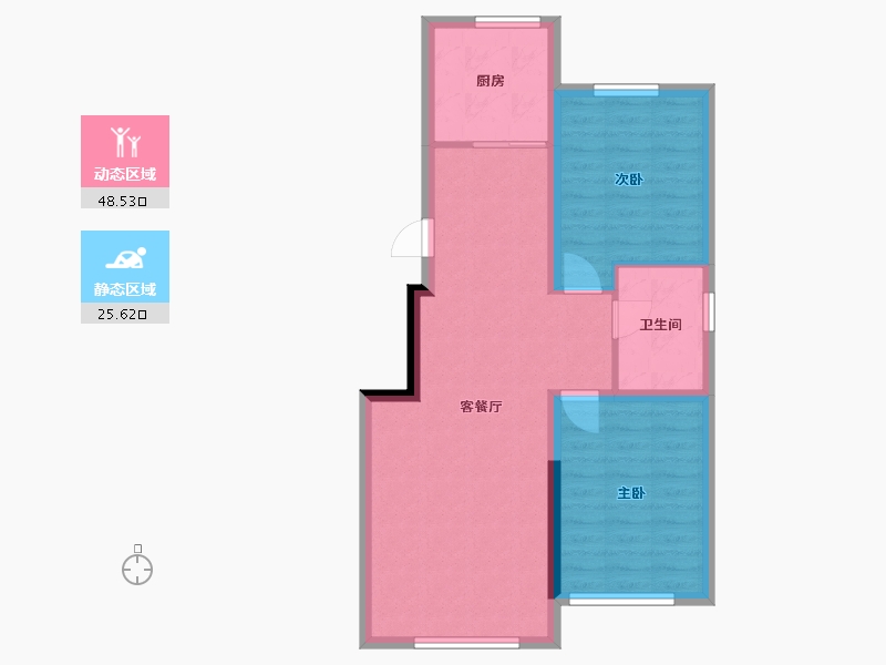 辽宁省-盘锦市-总部生态城·泰郡三期-66.56-户型库-动静分区