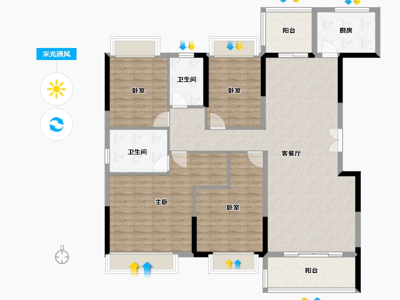 湖南省-衡阳市-珠江愉景南苑-131.12-户型库-采光通风