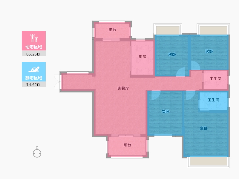 湖南省-邵阳市-天坤城南郡-107.37-户型库-动静分区