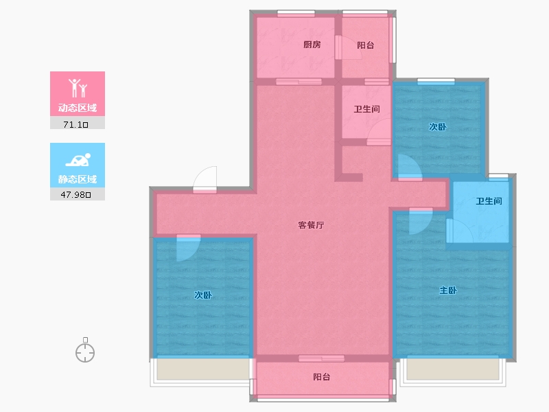 河南省-平顶山市-鲁山县幸福城壹号院-105.60-户型库-动静分区