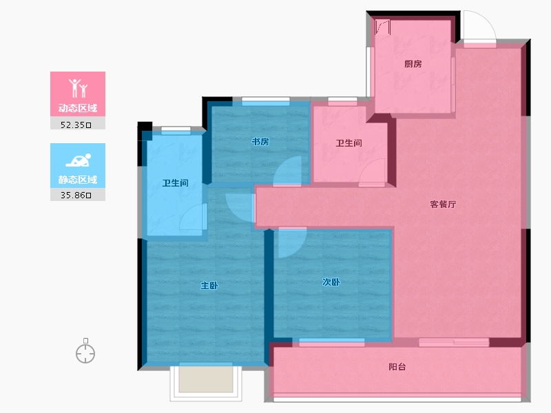 浙江省-杭州市-绿城桂语新月-78.38-户型库-动静分区