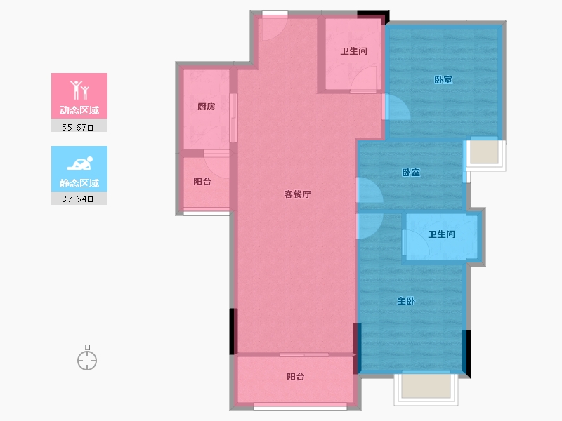 广东省-梅州市-狮城华府-83.96-户型库-动静分区