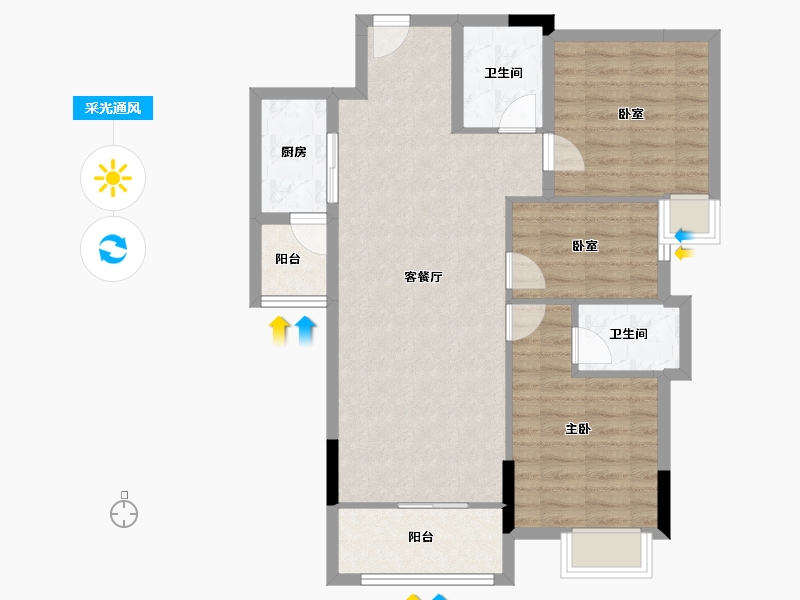 广东省-梅州市-狮城华府-83.96-户型库-采光通风