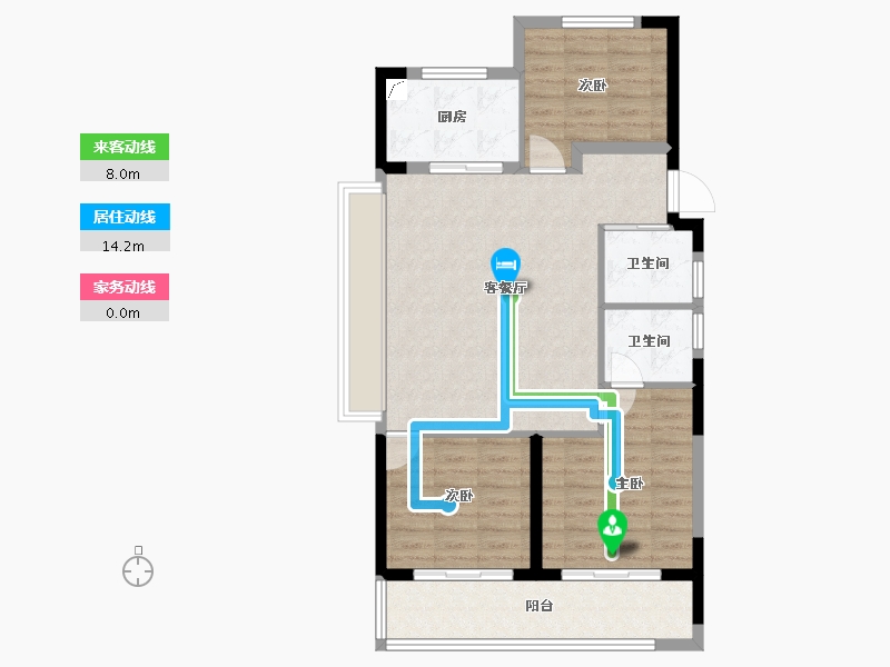 浙江省-杭州市-辰春澜城-83.99-户型库-动静线